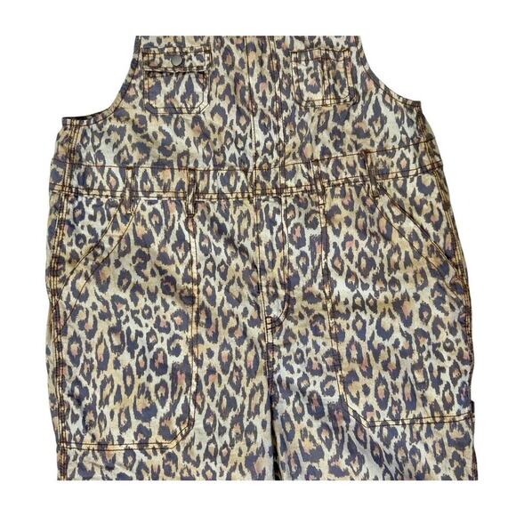 Urban Outfitters Camille Cotton Printed Overalls Leopard Print Streetwear Sz SP - Picture 3 of 10